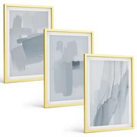 BILDER SET 3er Set - 40x60 cm Goldrahmen - Abstrakte Aquarellkunst - Goldfarben, Kunststoff (40/60cm) - TULUP