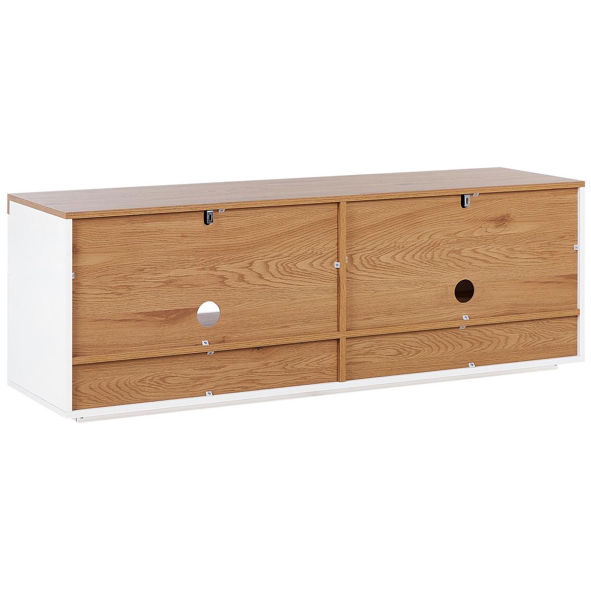 TV-MÖBEL Weiß, Hellbraun CHEVAL 40/140/50 cm - Weiß, Holzwerkstoff (140/50/40cm) - Beliani