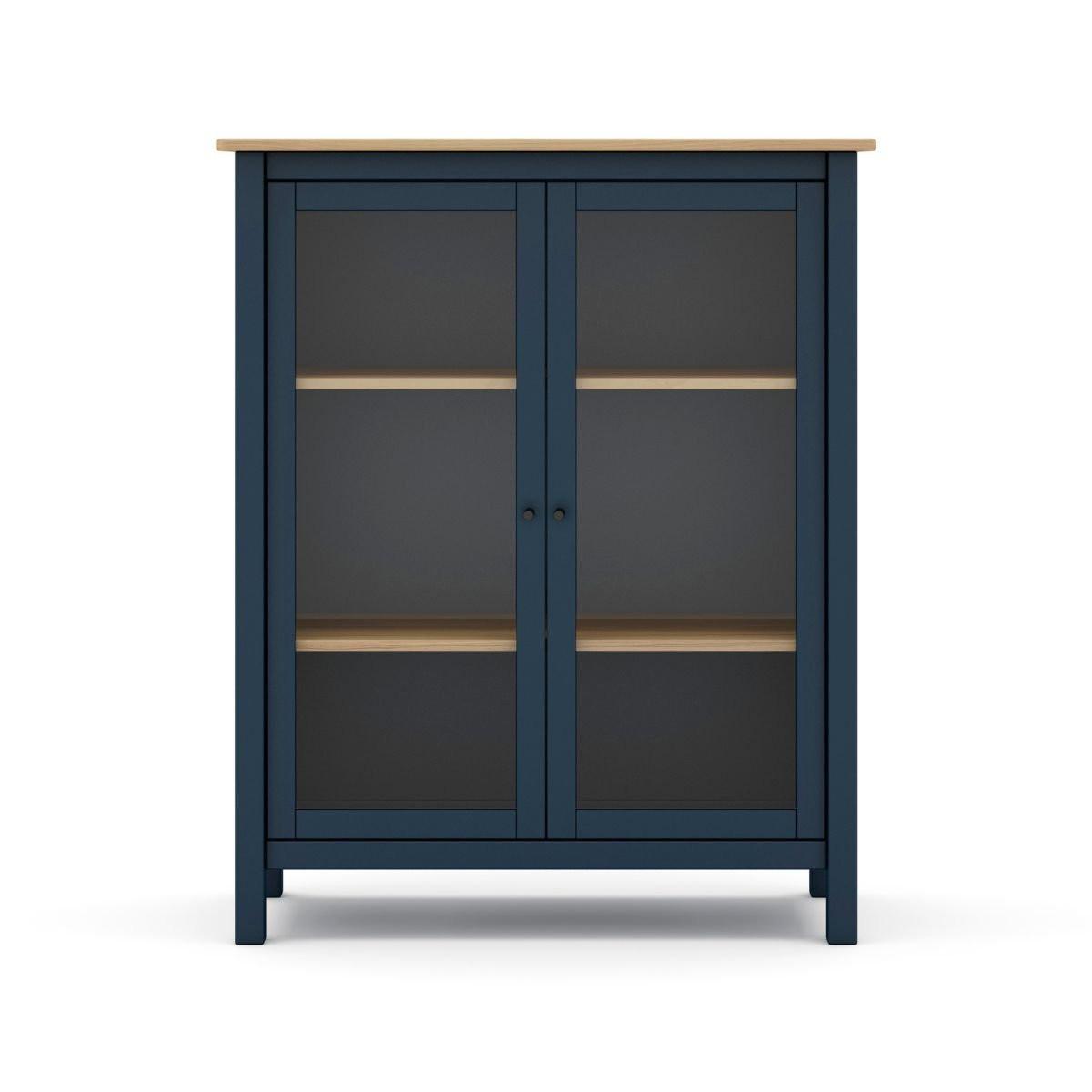 VITRINE 2 Türen L90 x H110 cm - Misti - Blau, Holz (40/110/90cm) - Calicosy