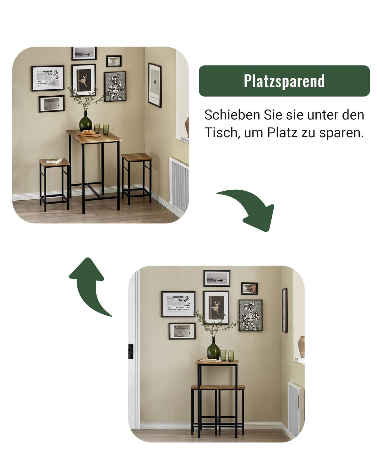 BARTISCH + 2 x BARHOCKER - Braun, Holzwerkstoff/Metall (80/88/50cm) - SoBuy