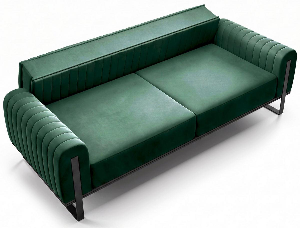 SOFA Parissa 228 cm - Schwarz/Grün, Textil/Metall (228/79/92cm) - Selsey