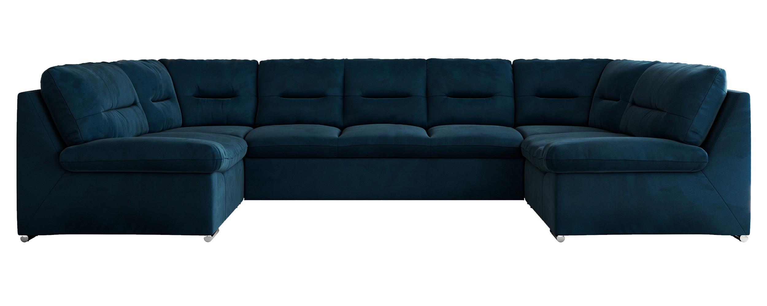 WOHNLANDSCHAFT COMODO U Dunkelblau Velvet - Silberfarben/Dunkelblau, Textil/Metall (340/93/206cm) - MKS