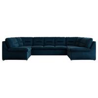 WOHNLANDSCHAFT MORBIDO U Dunkelblau Velvet - Silberfarben/Dunkelblau, Textil/Metall (340/93/206cm) - MKS