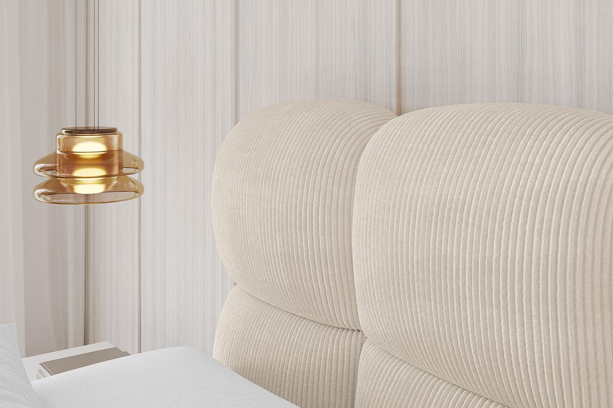 POLSTERBETT mit Bettkasten, Fußteil und Lattenrost, Bett mit Matratze H3/H4 - NOMA-Z 180x200 Beige - Creme, Holzwerkstoff/Textil (180/200cm) - ALTDECOR