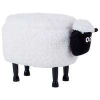 TIERHOCKER Weiß Sheep 35/55/40 cm - Weiß, Kunststoff/Textil (55/40/35cm) - Beliani
