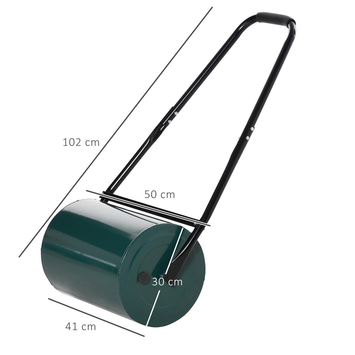 RASENWALZE, Gartenrolle, Gartenwalze mit U-Griff, 30 cm Arbeitsbreit, Metall, Grün - Dunkelgrün, Metall (50/30/102cm) - Outsunny