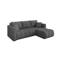 ECKSOFA mit Schlaffunktion Ottomane Rechts GARD-L 226x146x85 Dunkelgrau Cord - Dunkelgrau/Schwarz, Holzwerkstoff/Kunststoff (226/146cm) - ALTDECOR