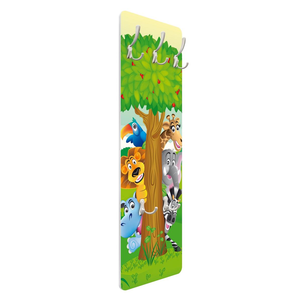 WANDGARDEROBE - No.BF1 Dschungeltiere 34/105 cm - Multicolor, Holzwerkstoff (34/105/1.6cm) - Bilderwelten