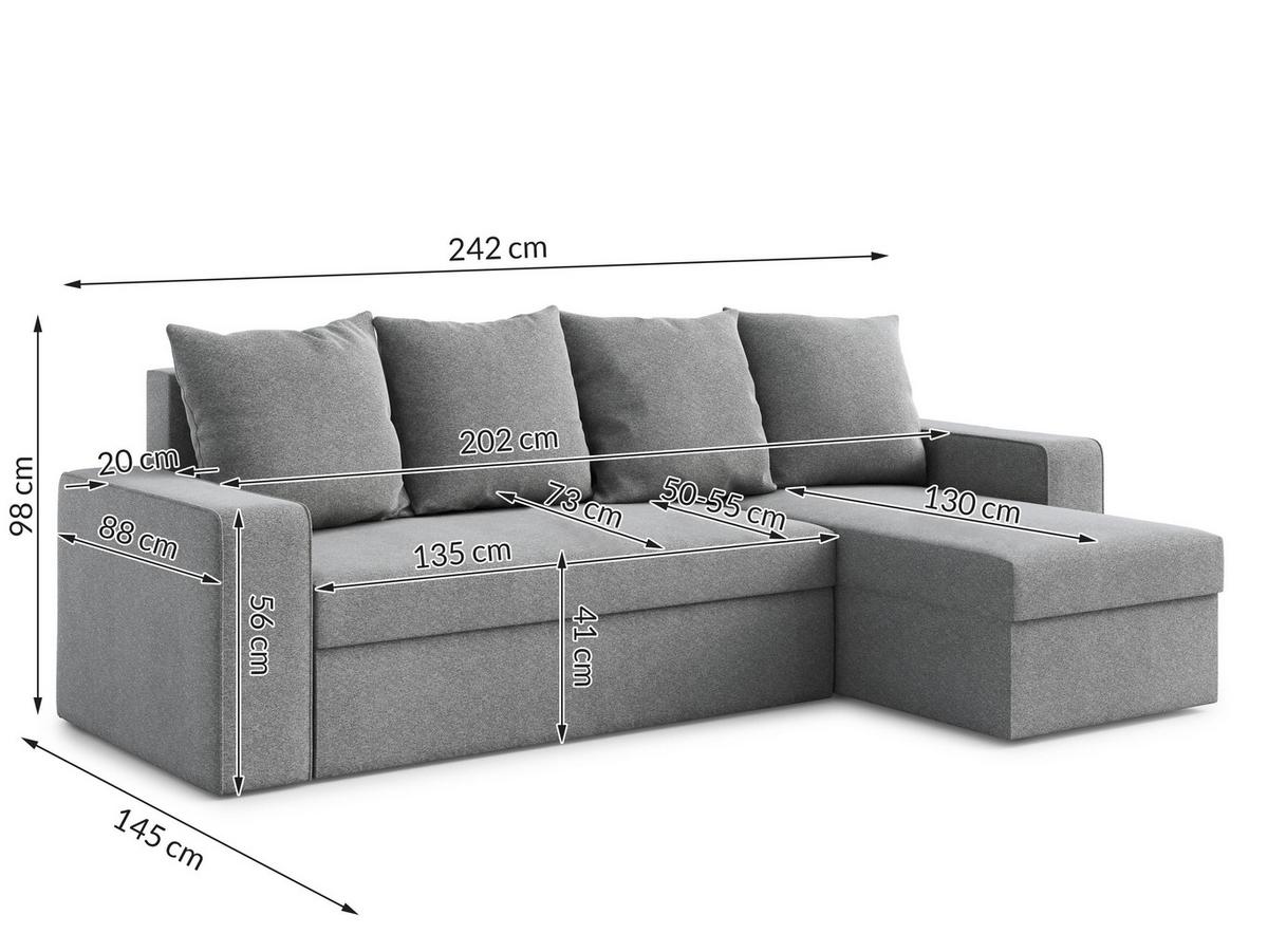 ECKSOFA L Form Climpy Anthrazit 242/145/98 cm – mit Schlaffunktion und Bettkasten - Schwarz, Kunststoff/Textil (242/145cm) - AX Living