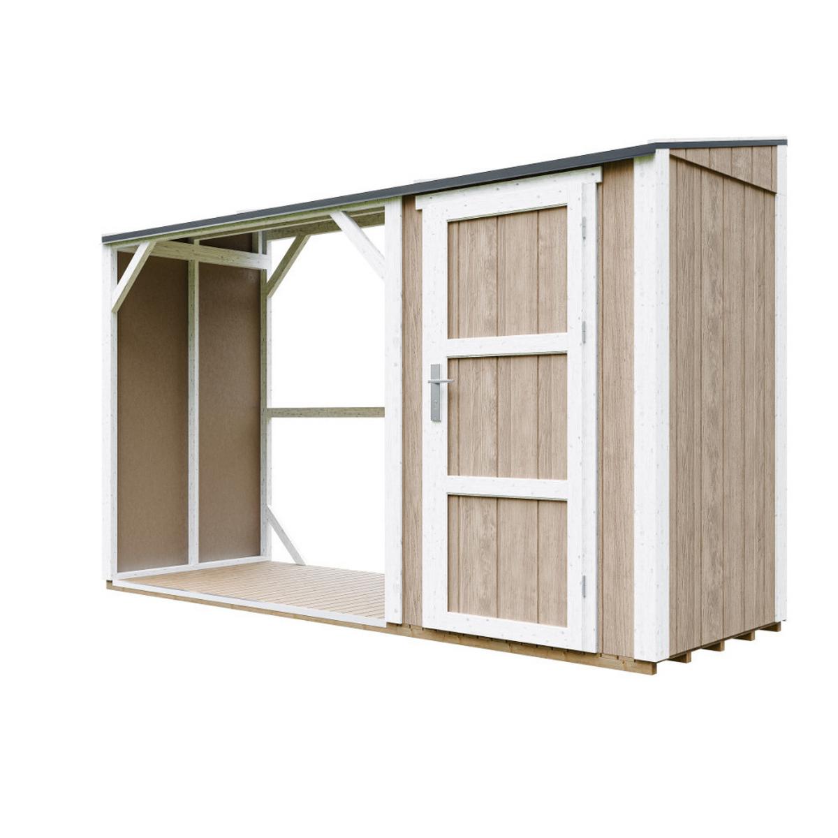 BRENNHOLZLAGER mit geschlossenem Stauraum 4,14 m² M985-TERRA BROWN - Braun, Holz (120/220/345cm) - Timbela