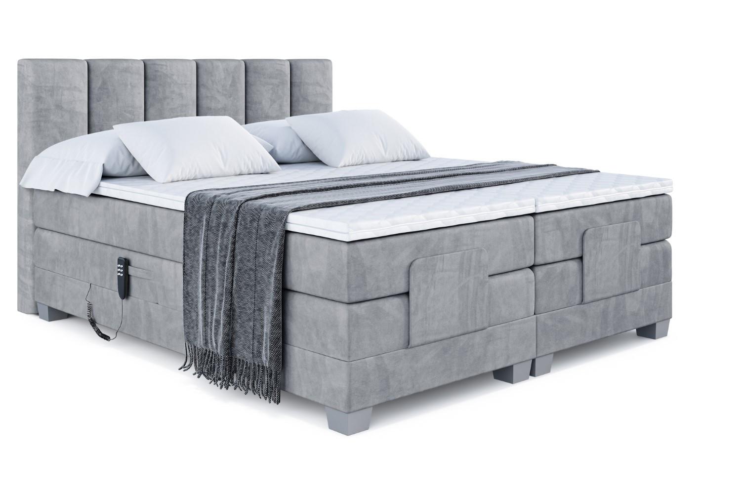 BOXSPRINGBETT elektrisch verstellbar mit 2 Matratzen H4/Taschenfederung AMEL EL 160 x 200 Hellgrau - Hellgrau, Holzwerkstoff (167/200cm) - ALTDECOR