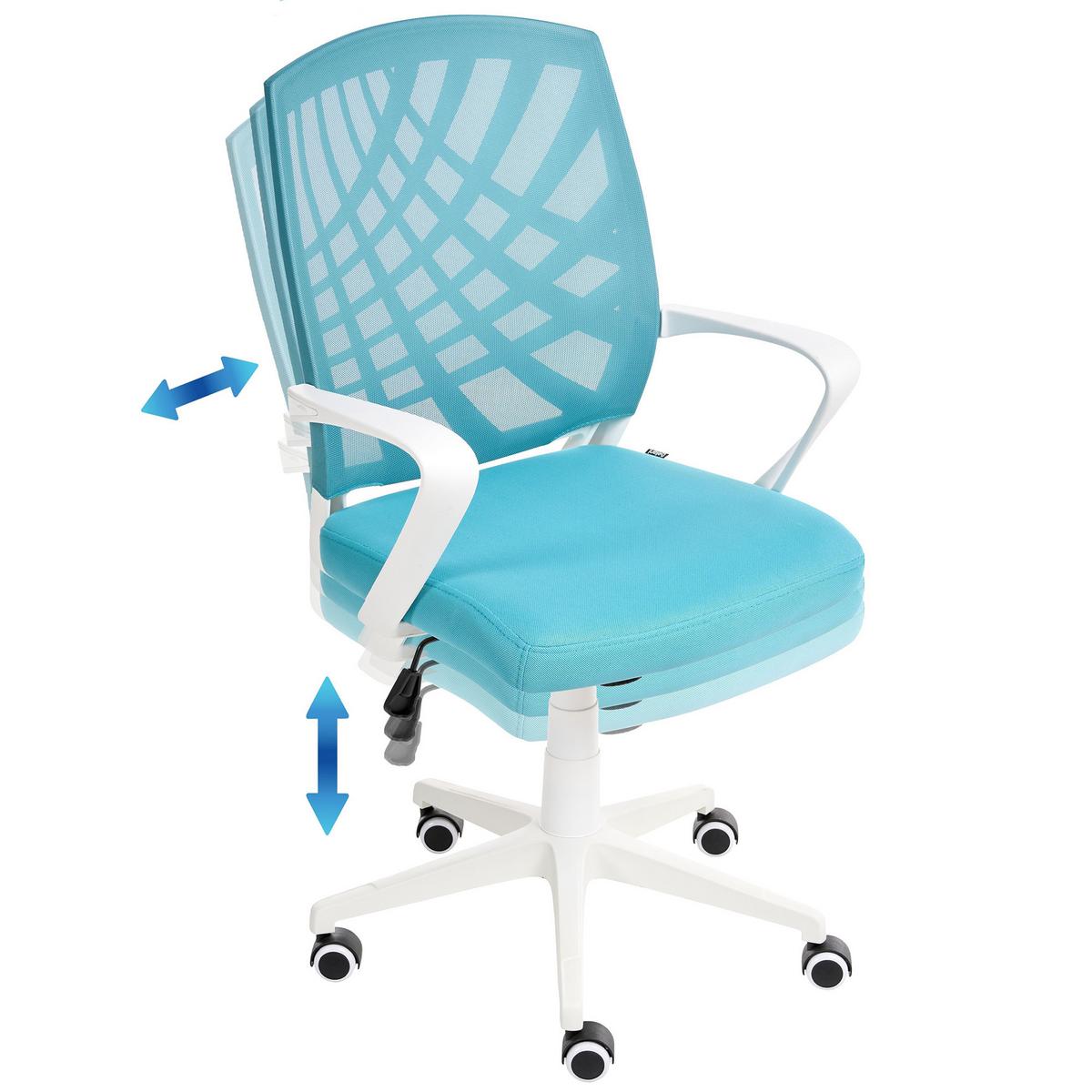 BÜROSTUHL Blau Bonny - Blau/Weiß, Textil (66/97/66cm) - Beliani