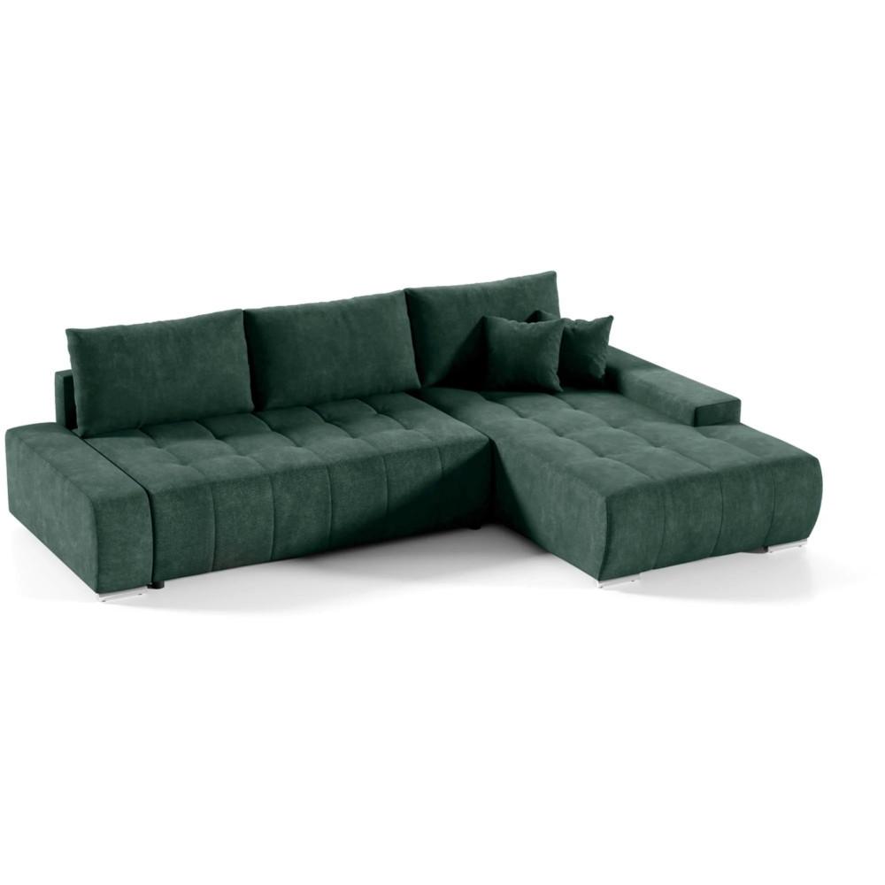 ECKSCHLAFSOFA Draco mit Schlaffunktion, rechts, Grün - Schwarz/Grün, Textil/Metall (267/186cm) - Beautysofa
