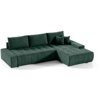 ECKSCHLAFSOFA Draco mit Schlaffunktion, rechts, Grün - Schwarz/Grün, Textil/Metall (267/186cm) - Beautysofa