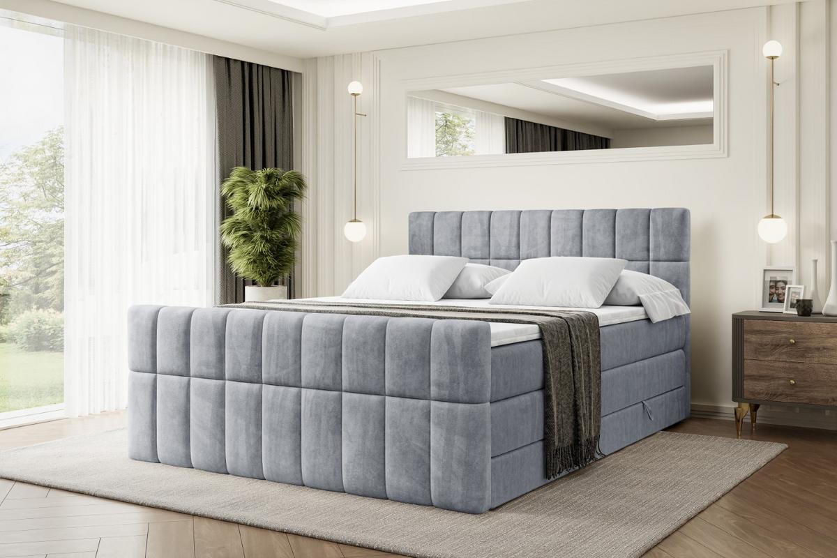 BOXSPRINGBETT MIAMI-Z KING - 180x200 - H3/H4 - Grau - Grau, Holzwerkstoff (180/200cm) - ALTDECOR