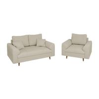 SITZGARNITUR 2+1 Alma Beige Cord - Beige/Braun, Holz/Textil (150/81/93cm) - S-Style Möbel