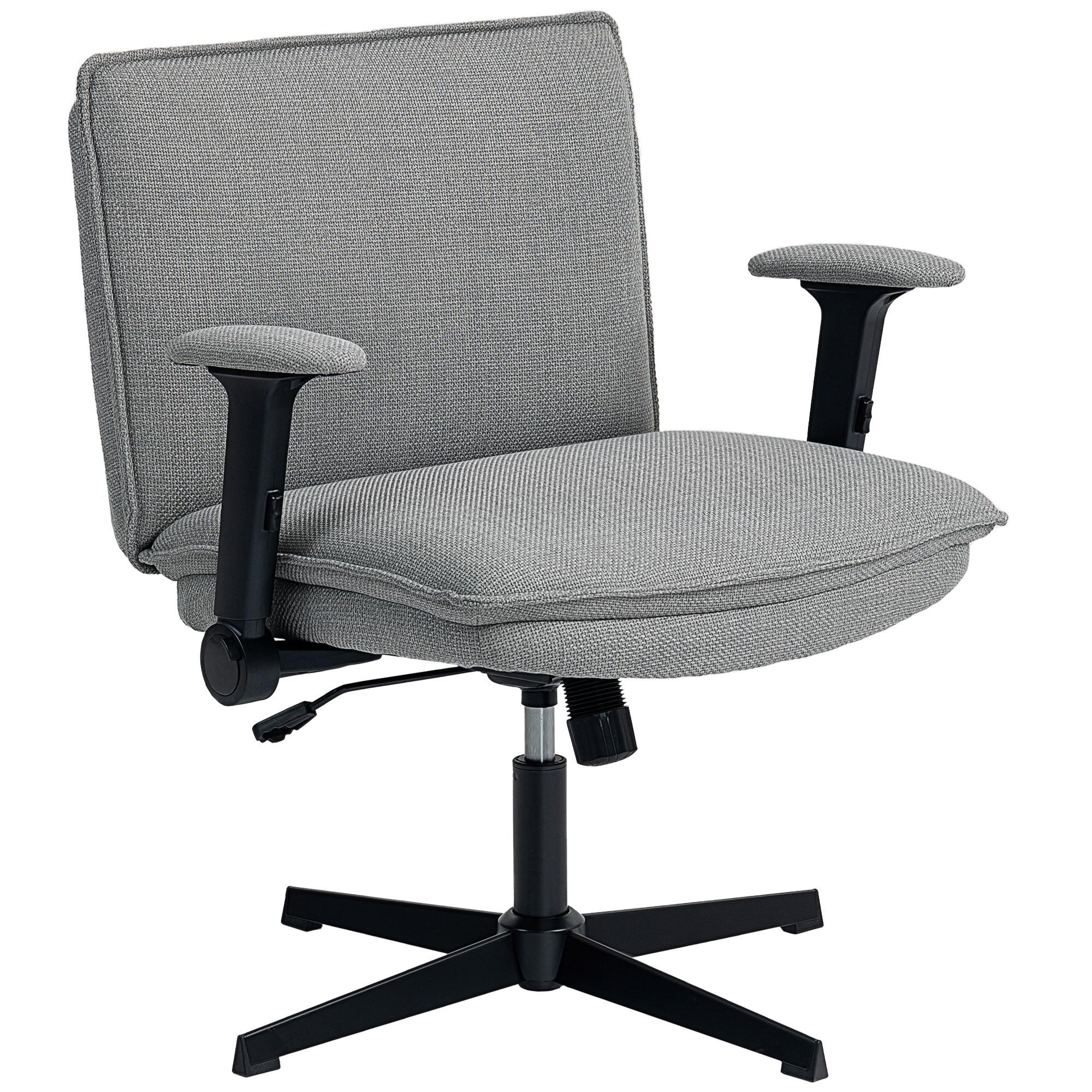 BÜROSTUHL Schreibtischstuhl mit hochklappbaren Armlehnen, breiter Sitzfläche - Schwarz/Grau, Textil (70/97/76cm) - HOMCOM