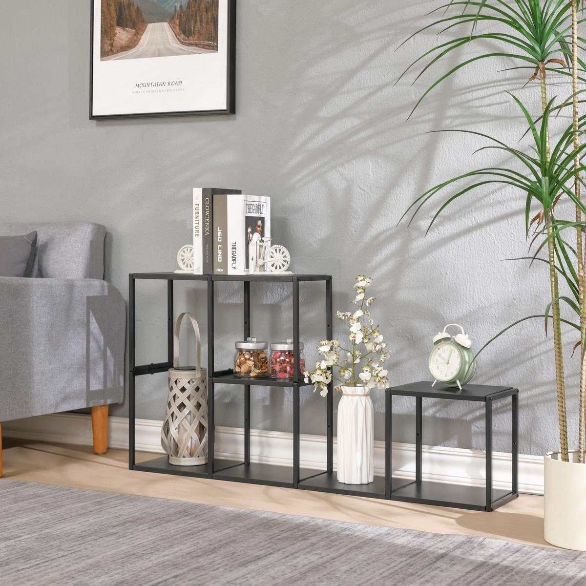 WANDREGAL-SET 5 TLG. Nostened - Schwarz, Metall (27.5/27.5/20cm) - [en.casa]