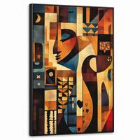 LEINWAND Bilder mit Rahmen - Figuren - Abstrakt - Symbole - 60x90 - Terracotta, Textil (60/90cm) - MuchoWow