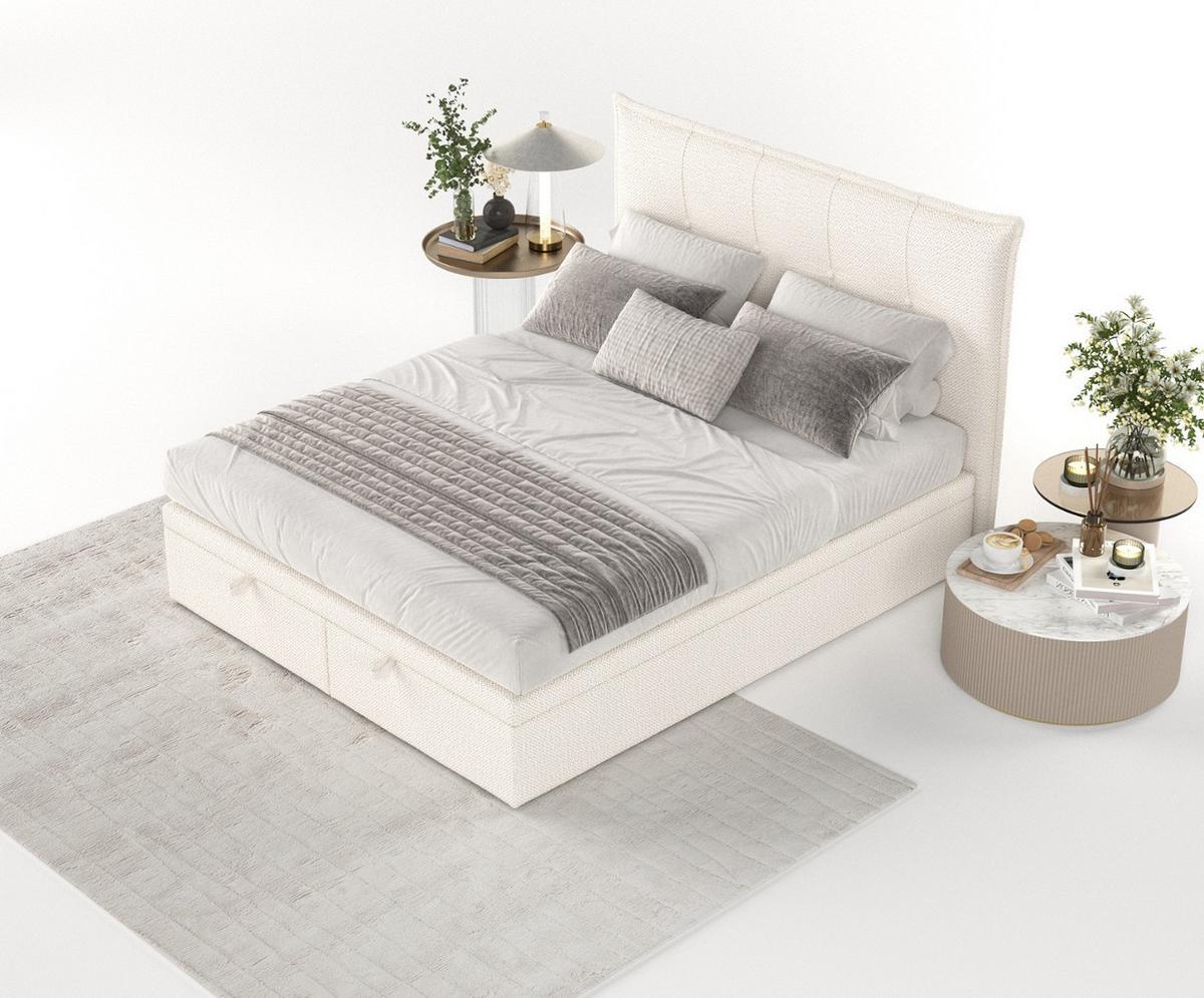 POLSTERBETT Liano mit Stauraum 180/200 cm Creme im Alta Stoff - Creme/Schwarz, Holz/Holzwerkstoff (180/200cm) - AltaBeds