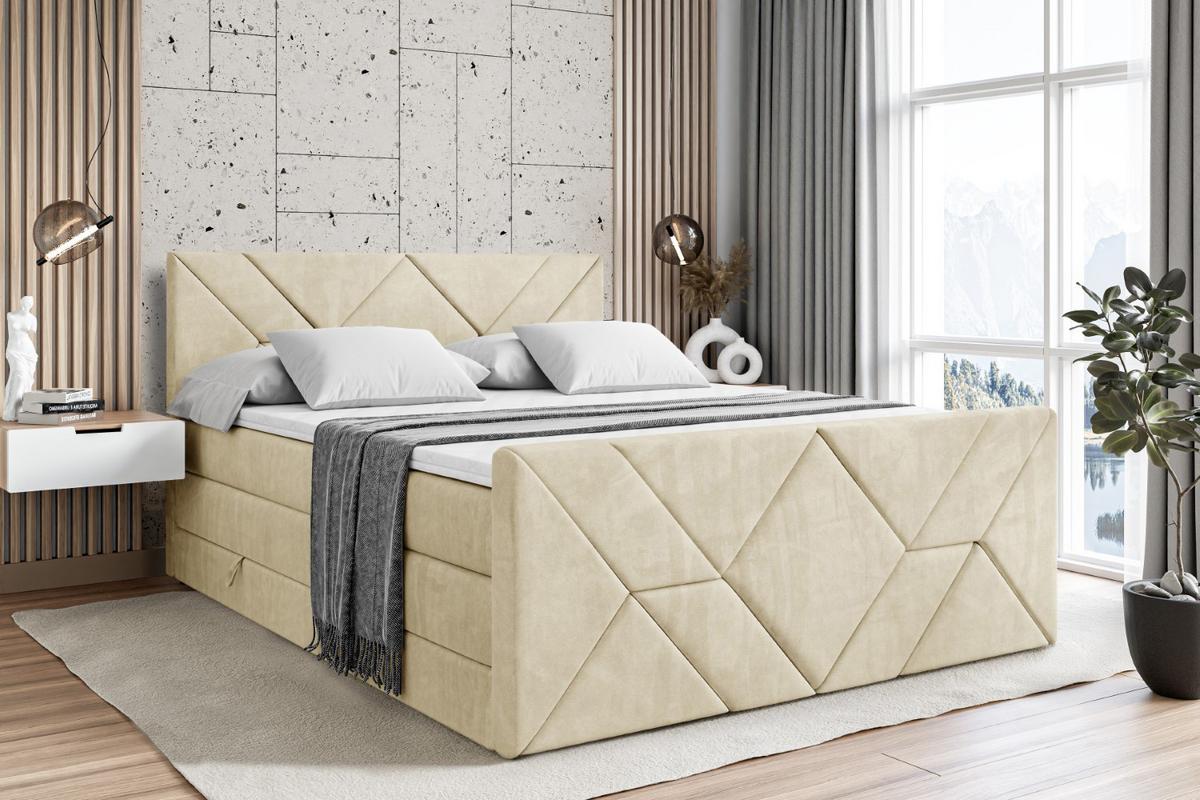 BOXSPRINGBETT BARWA-Z KING - 200x200 - H3/H4 - Beige - Beige, Holzwerkstoff (200/200cm) - ALTDECOR
