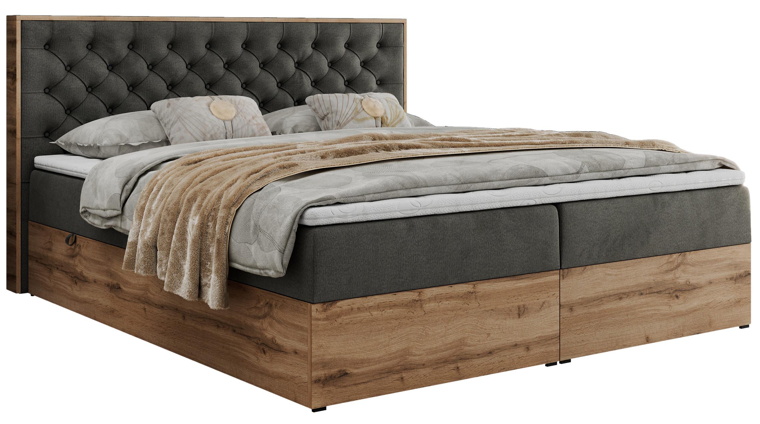 BOXBETT ALBERO 3 - 200/200 Dunkelgrau Velvet - H4 - Dunkelgrau, Holz/Textil (200/200cm) - MKS