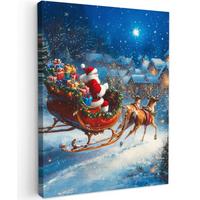 LEINWANDBILD Weihnachtsmann - Rentier - Weihnachten - Schnee Room Decor 30x40 cm - Cognac, Textil (30/40cm) - MuchoWow