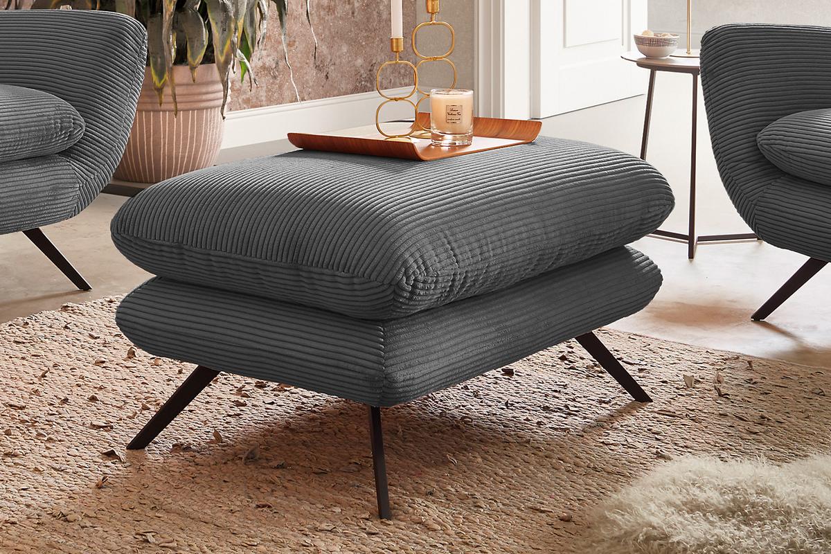 SITZGRUPPE CHARME Grau Cord - Grau, Textil (225/94/95cm) - KAWOLA