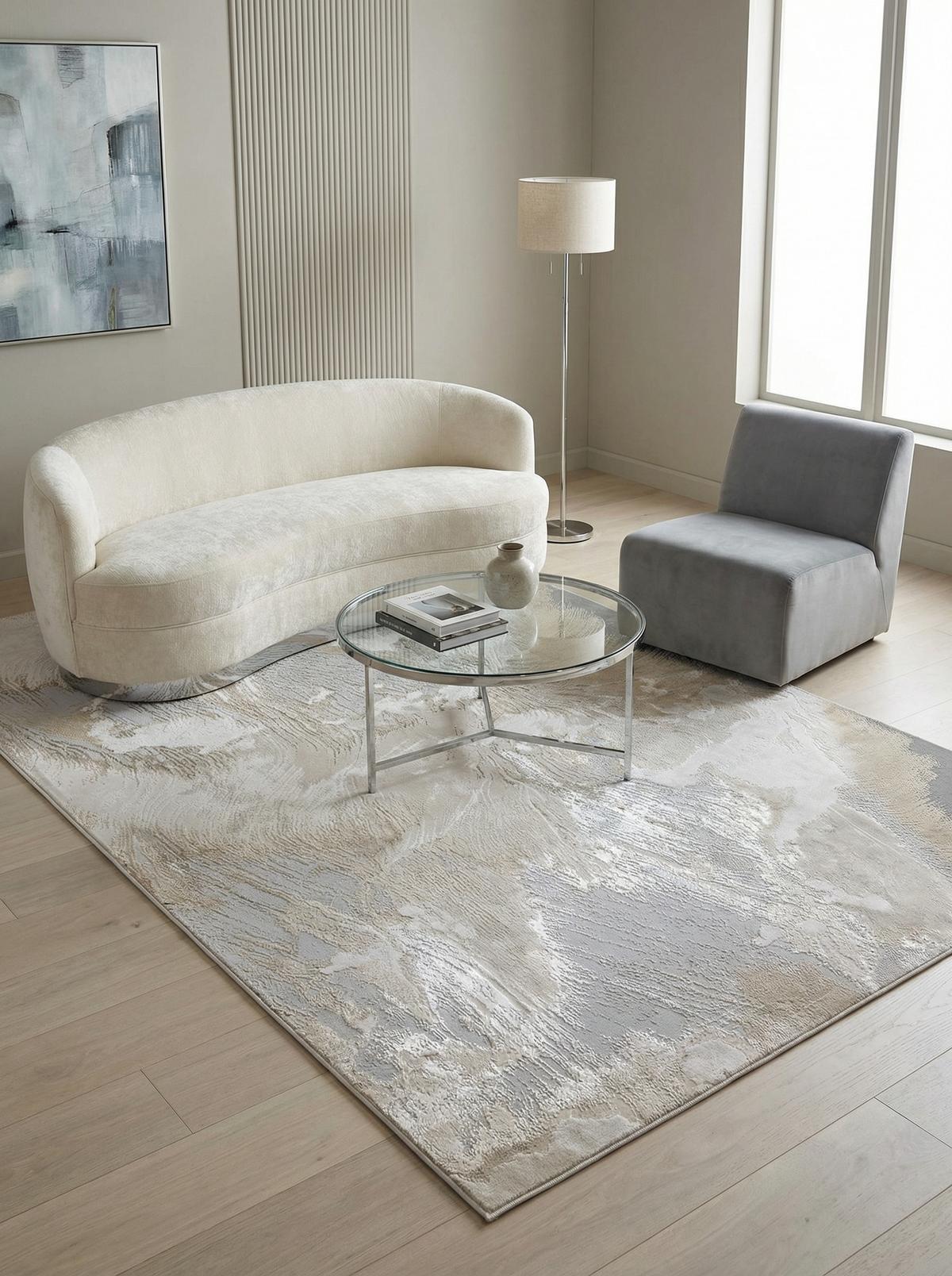 TEPPICH SARNTAL, abstrakt, aus Polyester, Florhöhe 8 mm, Gold, 160 x 230 cm - Beige, Textil (230/160cm) - KADIMA DESIGN