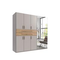 DREHTÜRENSCHRANK B225/H208/T58 cm Beige Grau, Kleiderschrank mit 2 Spiegeltüren, 2 großen Schubkästen & Griffen in Eiche Artisan Dekor / 22636 - Greige/Eiche Artisan, Holzwerkstoff/Kunststoff (225/208/58cm) - luma-home