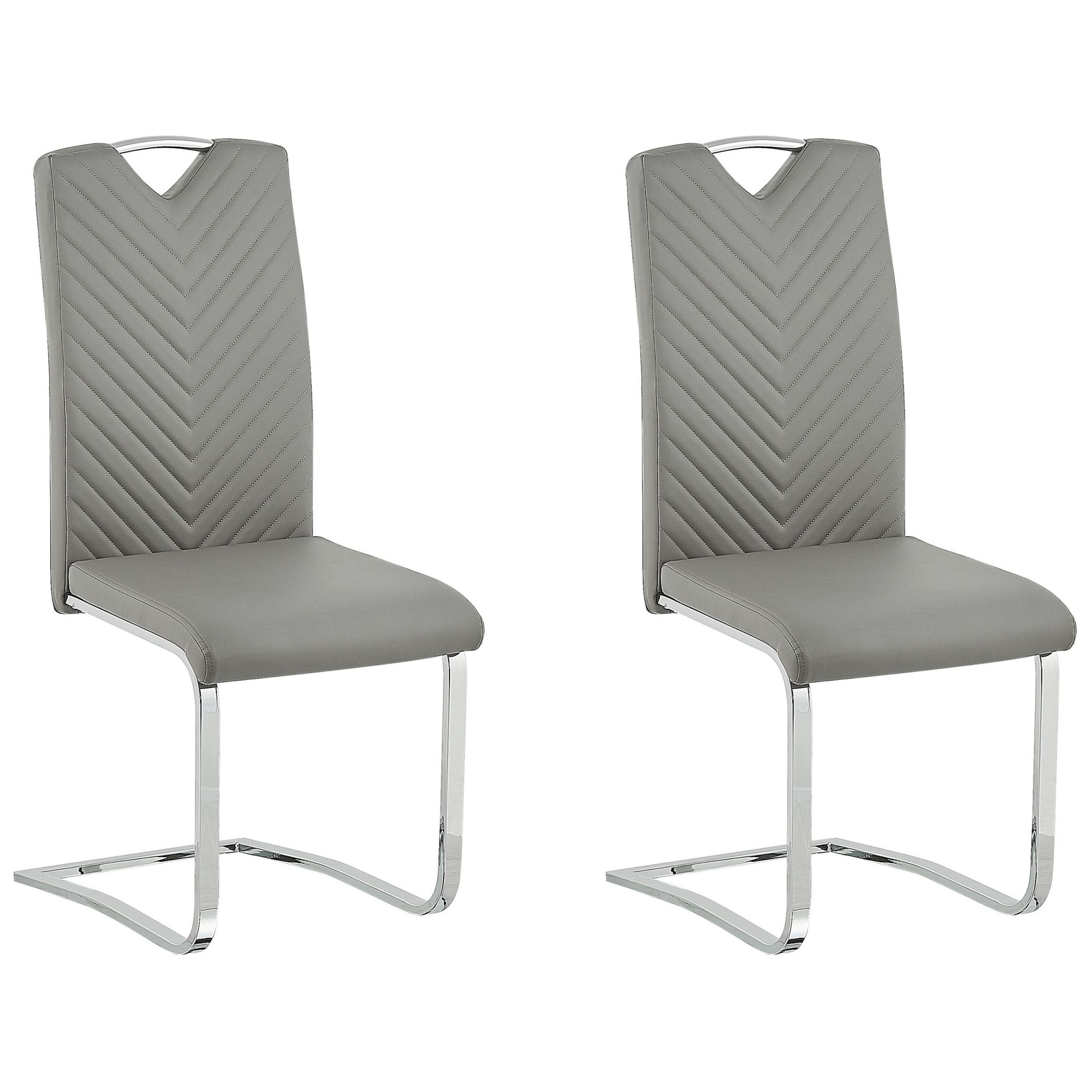 ESSZIMMERSTUHL 2er-Set Kunstleder Grau Picknes - Grau, Textil/Metall (43/105/55cm) - Beliani