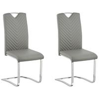 ESSZIMMERSTUHL 2er-Set Kunstleder Grau Picknes - Grau, Textil/Metall (43/105/55cm) - Beliani