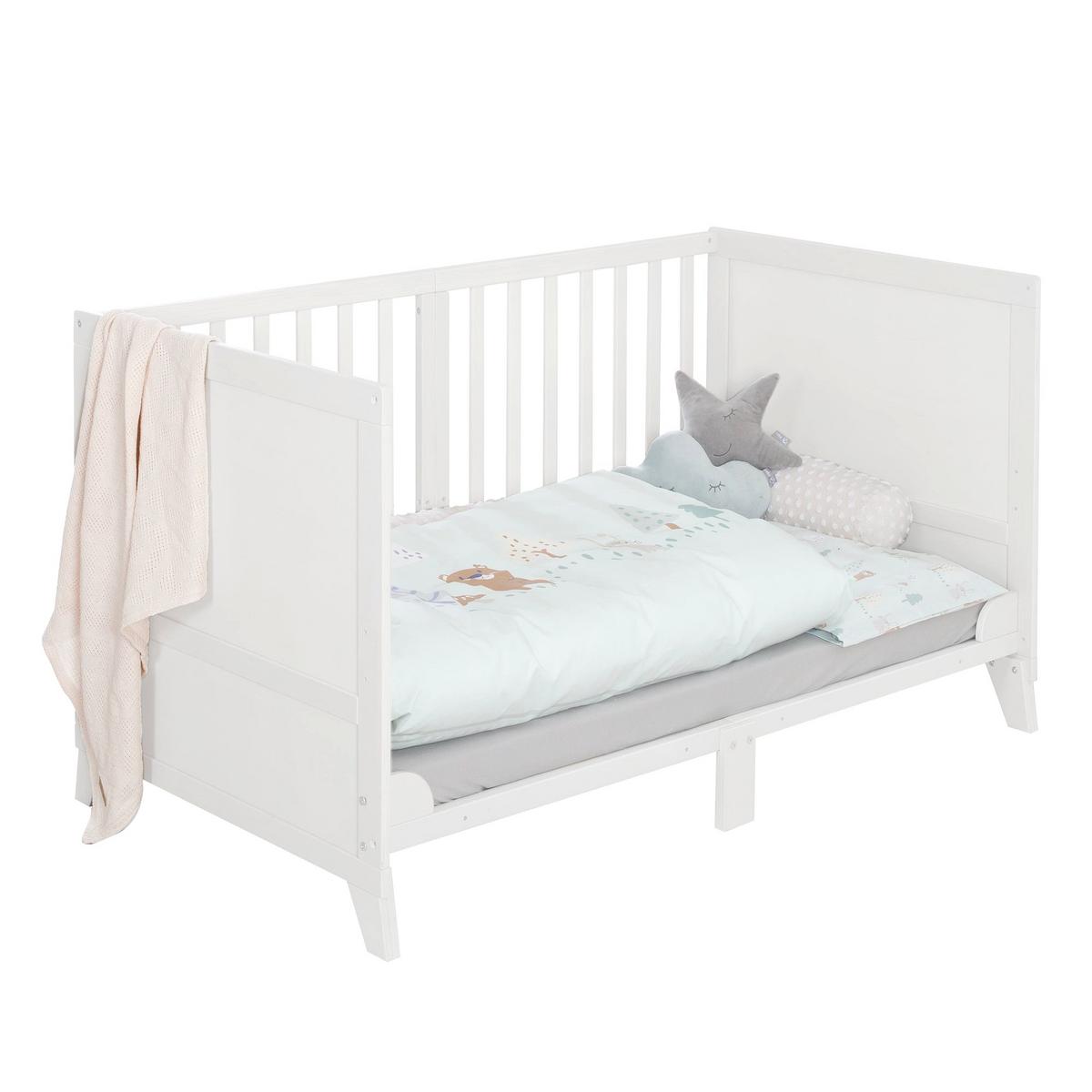 BABYBETTSET 'Wooland Buddies' 70 x 140 inkl. kompletter Ausstattung - Weiß / Pastellgrün - Weiß, Holz (70/140cm) - Roba