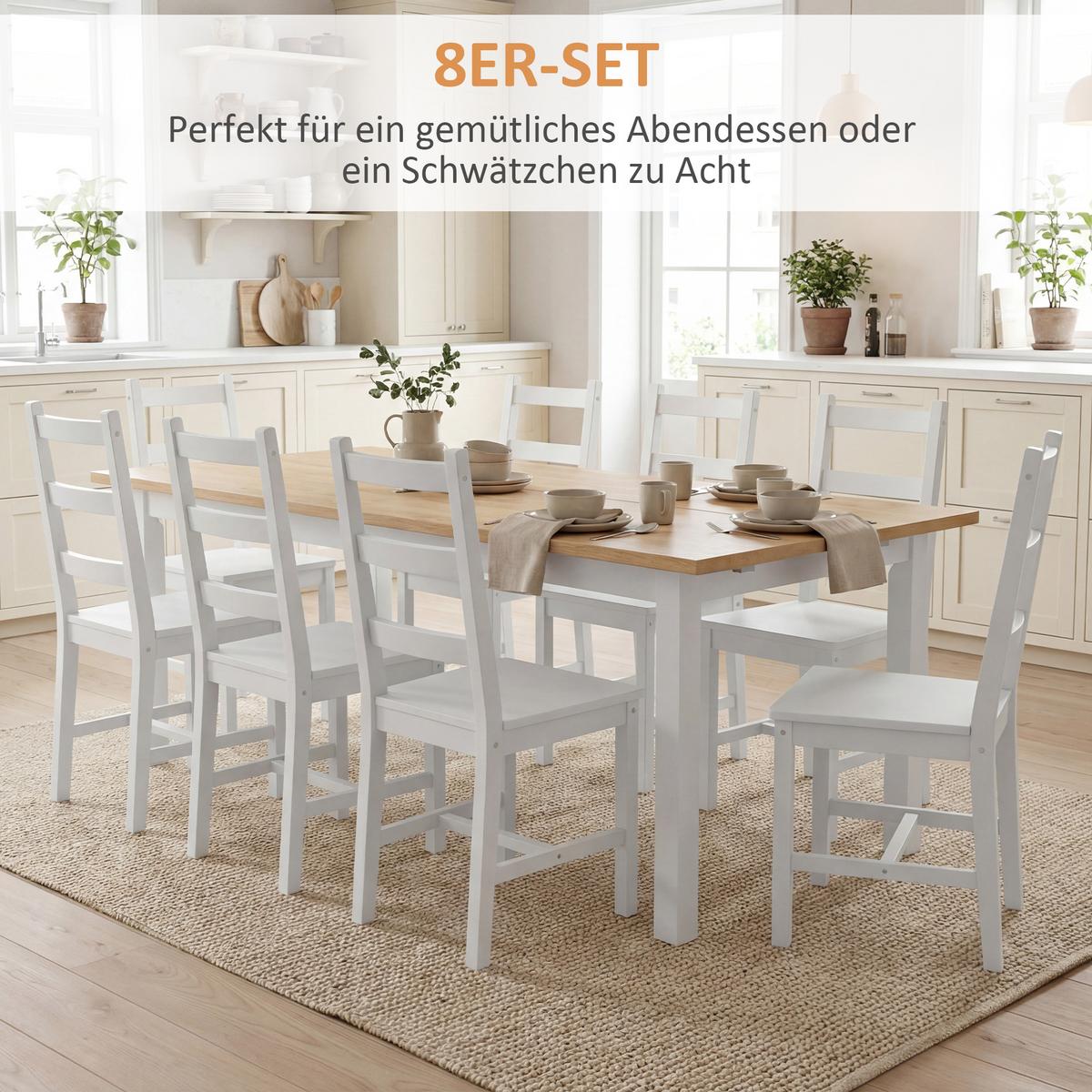 ESSZIMMERSTÜHLE Kiefernholz Weiß - Weiß, Holz (46/90/41.5cm) - HOMCOM
