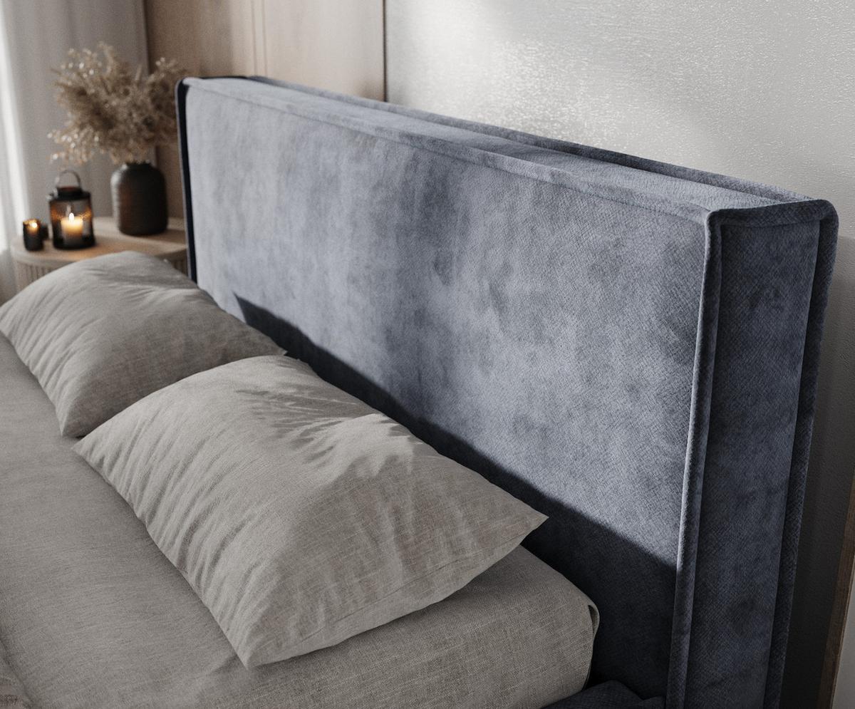 POLSTERBETT Sato mit Stauraum 120/200 cm Dunkelblau im Terra NW Stoff - Blaugrau/Schwarz, Holz/Holzwerkstoff (120/200cm) - AltaBeds