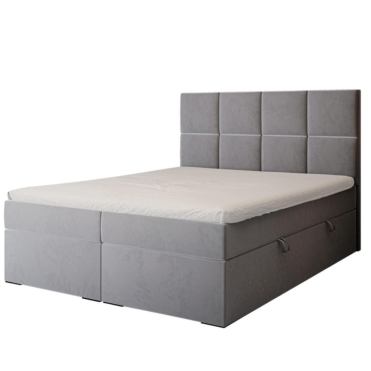 BOXBETT 120x200 cm mit Topper - Hellgrau, Textil (140/200cm) - Idohome