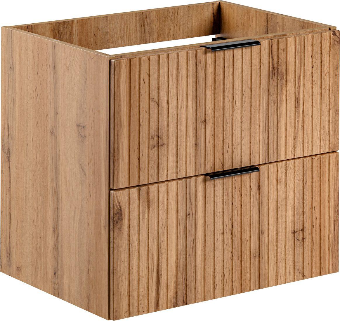WASCHBECKENUNTERSCHRANK Niva hängend mit Rillenfronten in Eiche Braun, 60/57/46 cm - Eiche Wotan/Multicolor, Holzwerkstoff/Kunststoff (60/57/46cm) - WFL GROUP