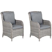 GARTENSESSEL 2er-Set PE Rattan grau Cascais - Grau, Kunststoff (60/96/73cm) - Beliani