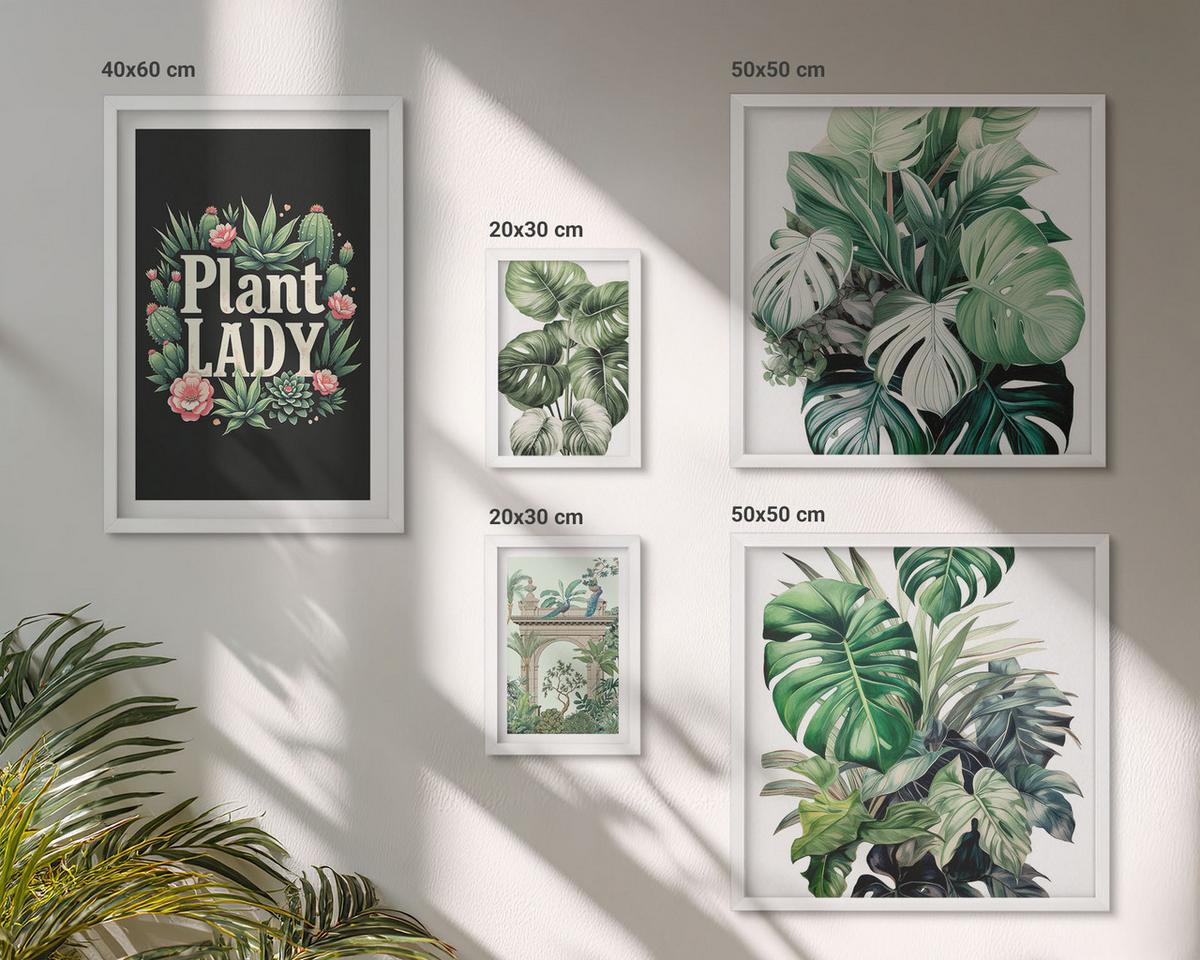BILDER SET 5er Set - 50x50 cm & 20x30 cm & 40x60 cm Weißer Rahmen - Japanische Natur und Japandi-Stil - Weiß, Kunststoff (40/60cm) - TULUP