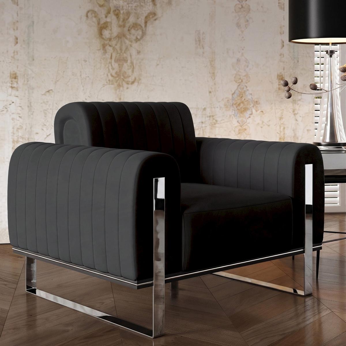 SESSEL Parissa 106 cm - Silberfarben/Schwarz, Holz/Metall (106/79/92cm) - Selsey