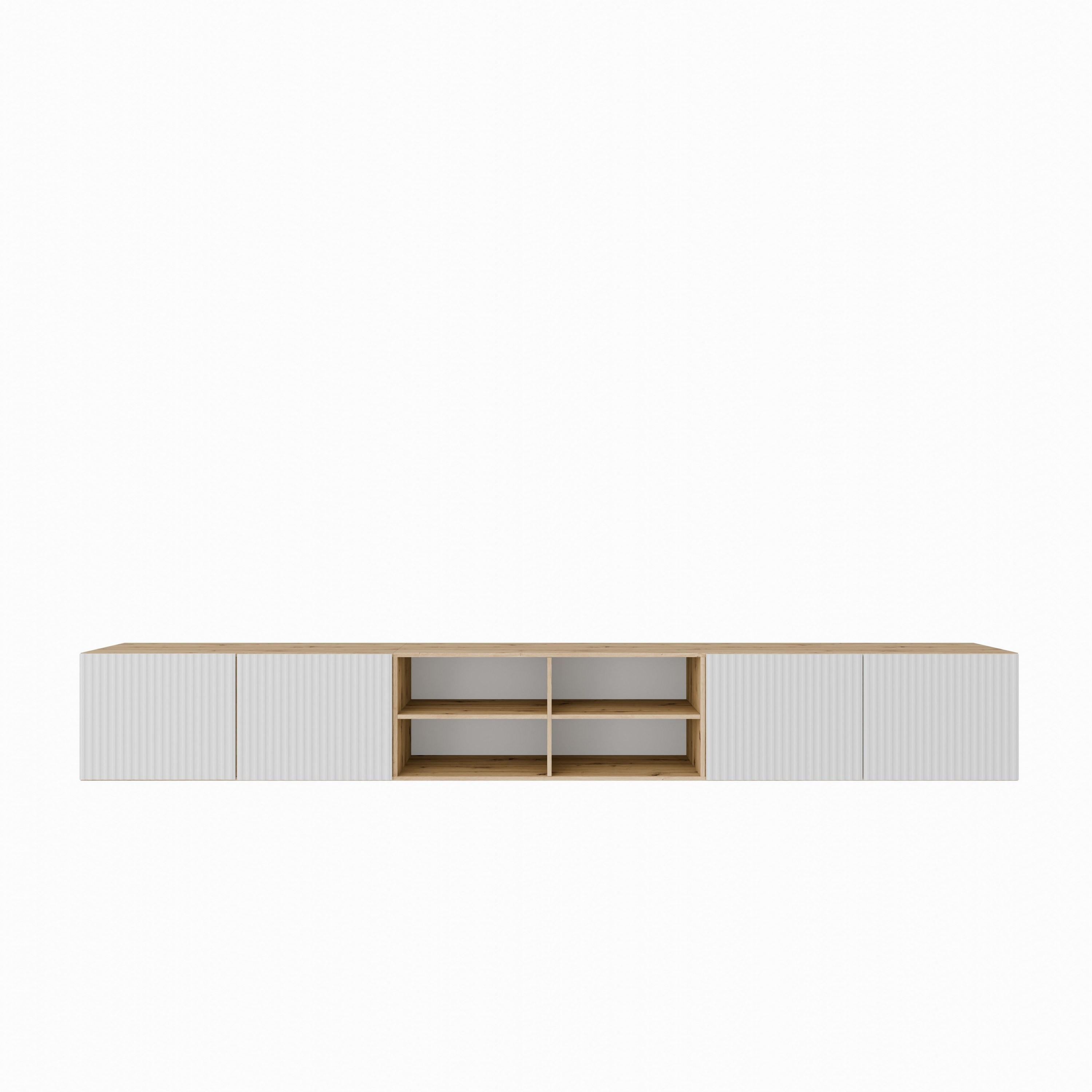 LOWBOARD VAREN 300/41/40 cm, Hängender TV-Schrank Eiche Artisan - Weiß/Eiche Artisan, Holzwerkstoff (300/41/40cm) - MASSENO