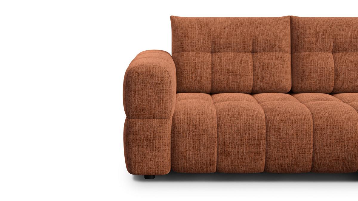 ECKSOFA CLOUDI 4-Sitzer rechts, rostrot - Schwarz/Orange, Holz/Textil (294/160cm) - Wozimo