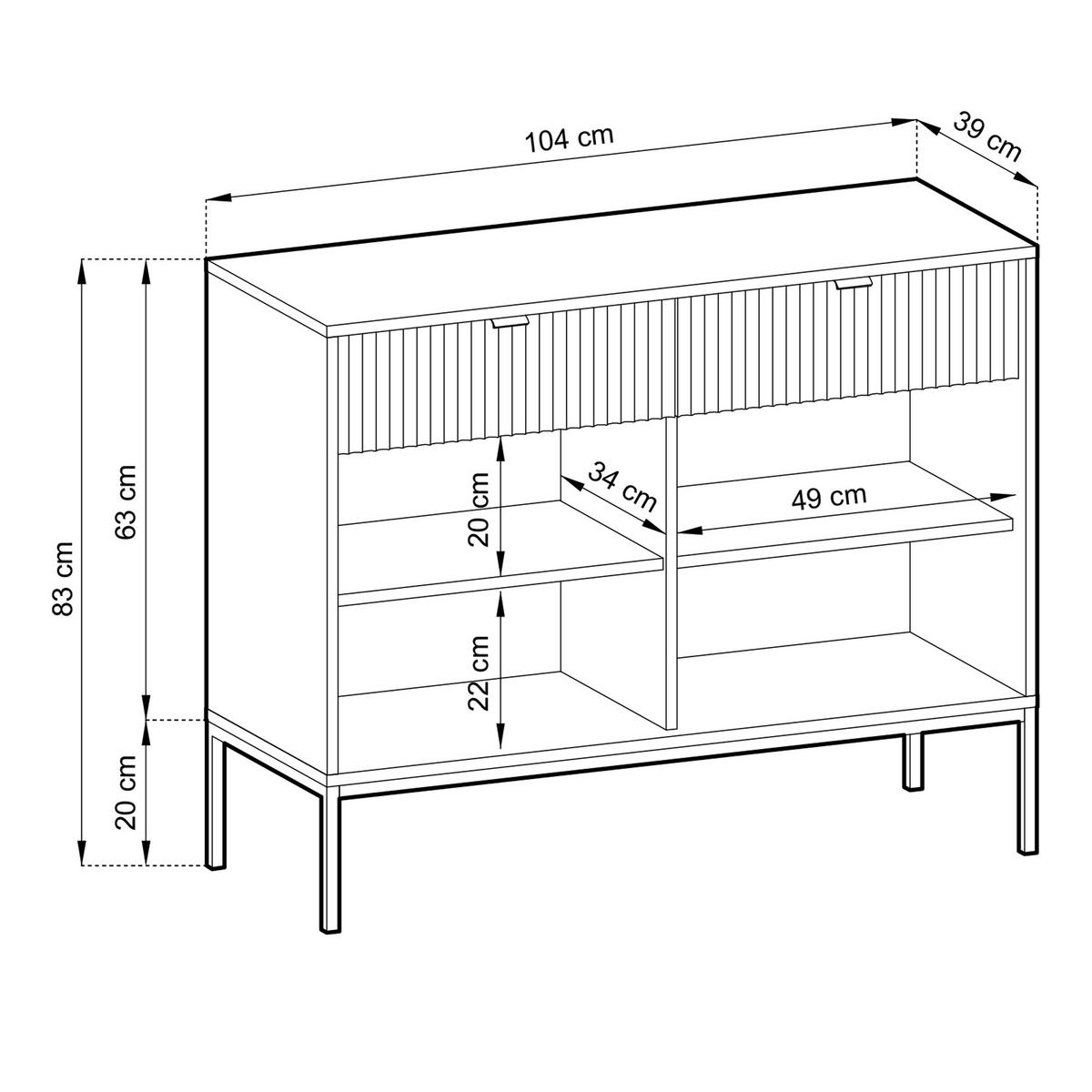 KOMMODE STELLARE 104/83/39 cm mit 2 Schubladen 2 Türen Schwarz - Schwarz, Holzwerkstoff (104/83/39cm) - MASSENO