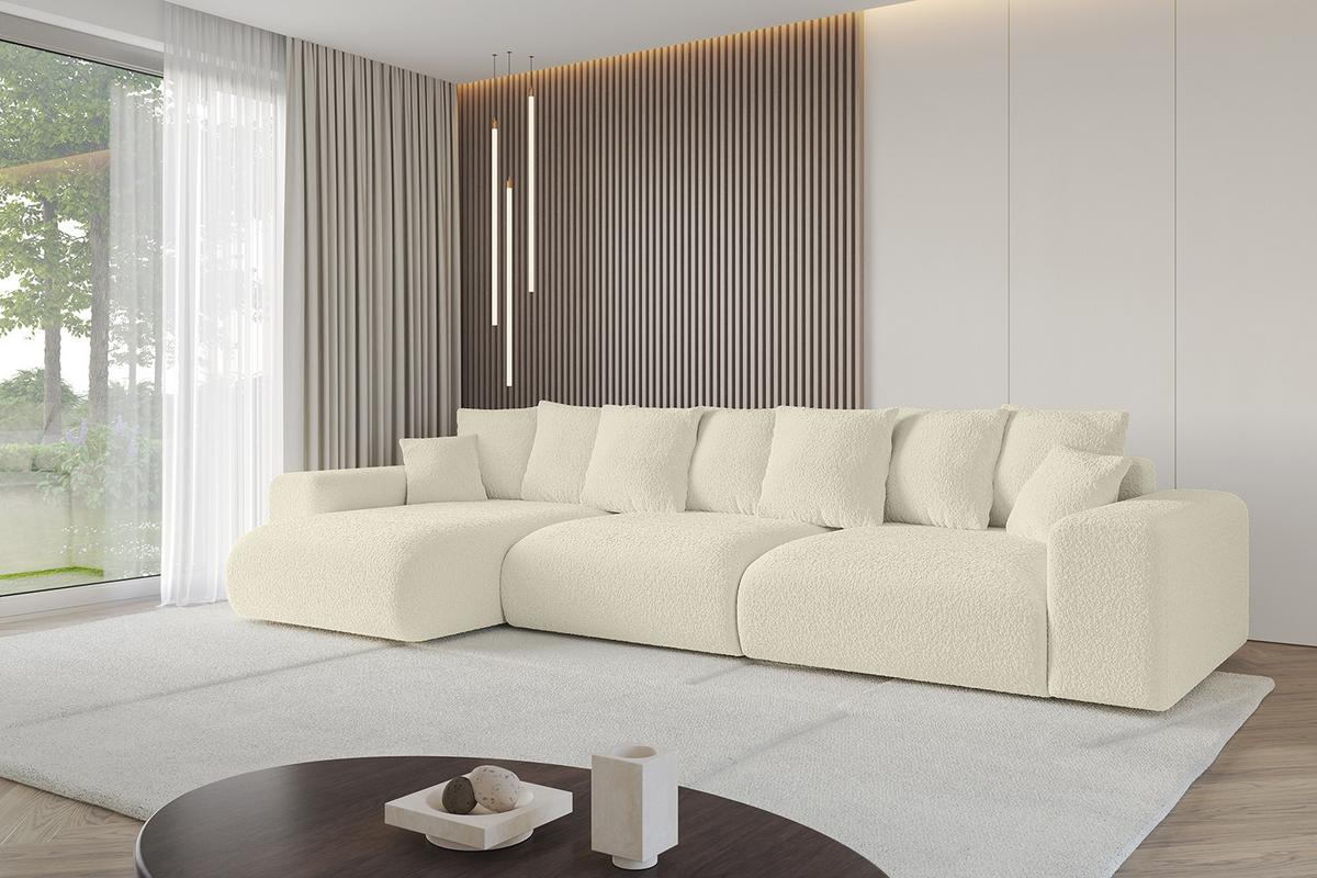 ECKSOFA Ottomane links ESKAR-L2 364x176x72 Creme Bouclé - Creme/Haselnussfarben, Holzwerkstoff/Kunststoff (364/176cm) - ALTDECOR