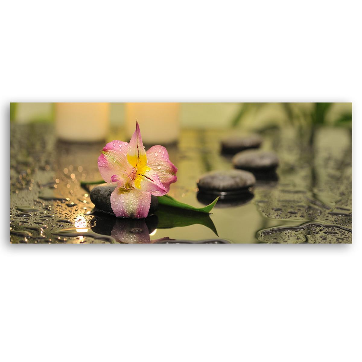 WANDBILD orchideen zen steine - Grau, Textil (90/30cm) - Feeby