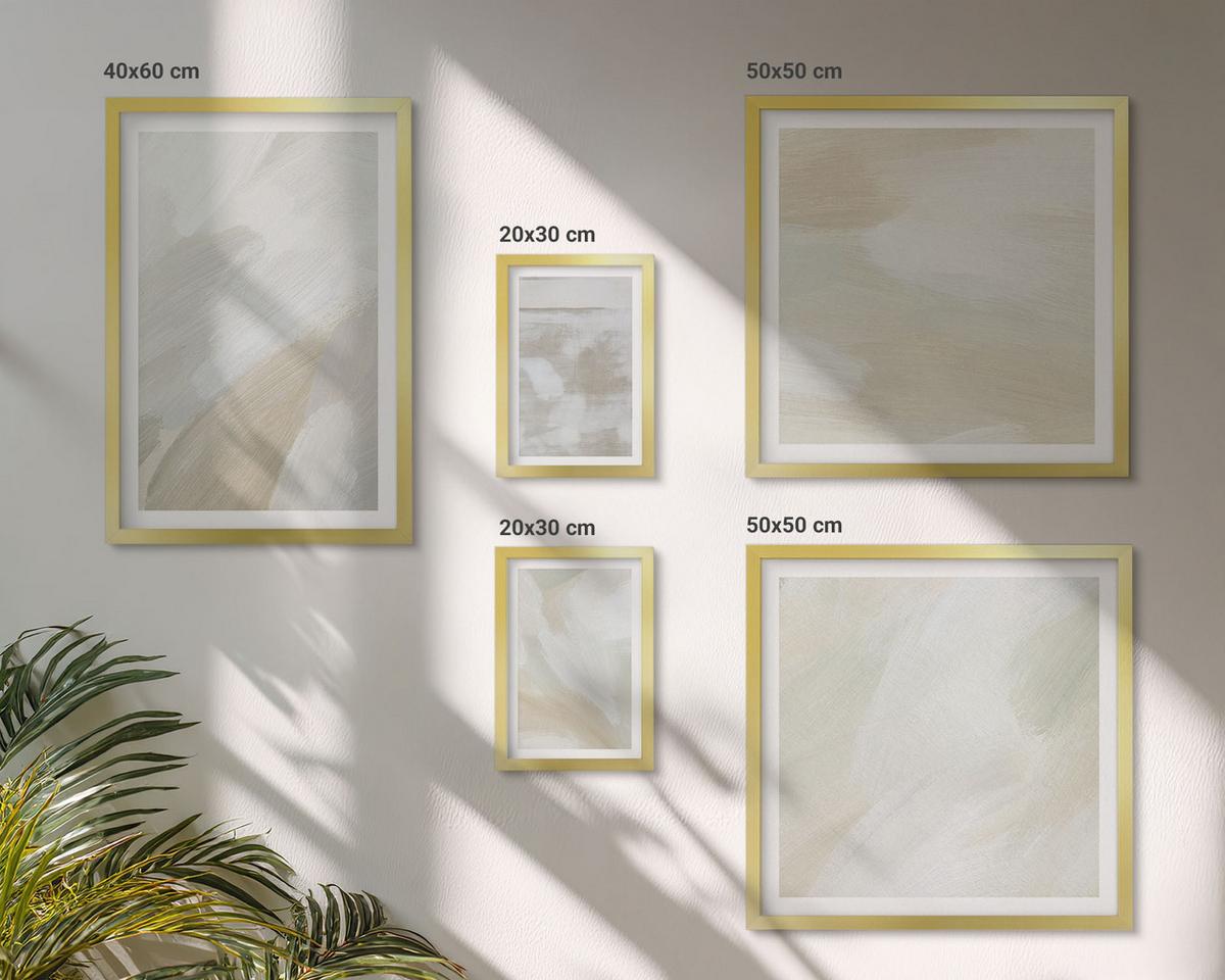 BILDER SET 5er Set - 50x50 cm & 20x30 cm & 40x60 cm Goldrahmen - Abstrakte Pinselmalerei auf Leinwand - Goldfarben, Kunststoff (40/60cm) - TULUP
