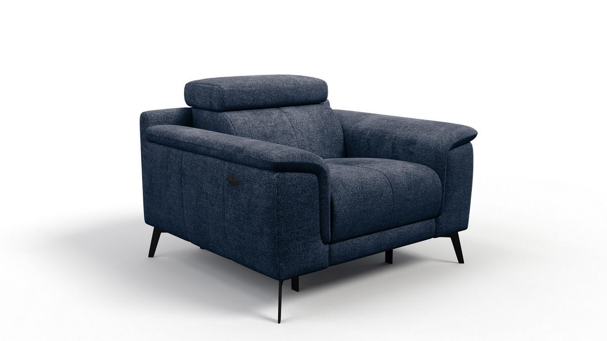 SESSEL FIERO mit Relaxfunktion, dunkelblau - Schwarz/Dunkelblau, Holzwerkstoff/Textil (114/82/103cm) - Wozimo