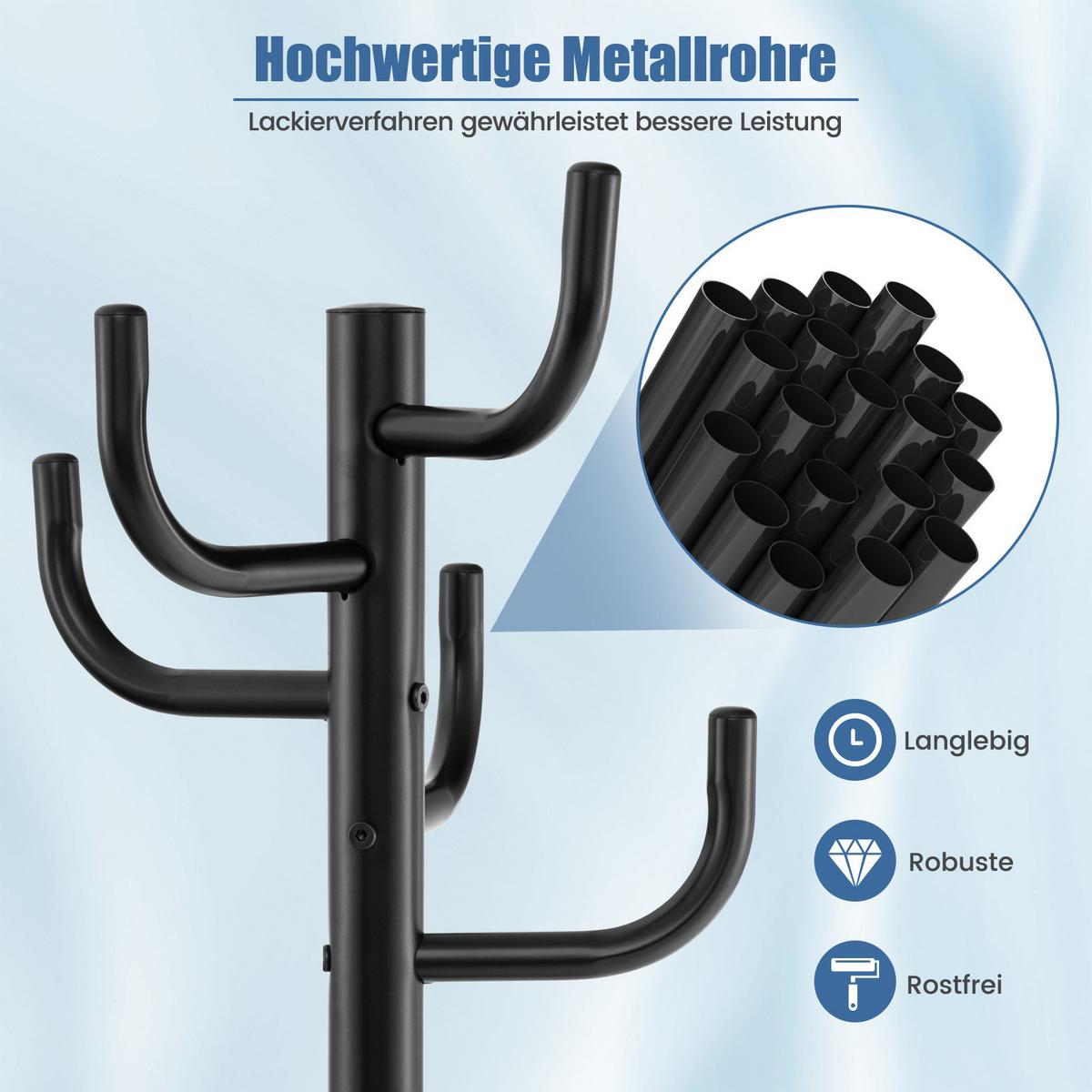 GARDEROBENSTÄNDER Schwarz - Schwarz, Metall (33.5/175/33.5cm) - COSTWAY