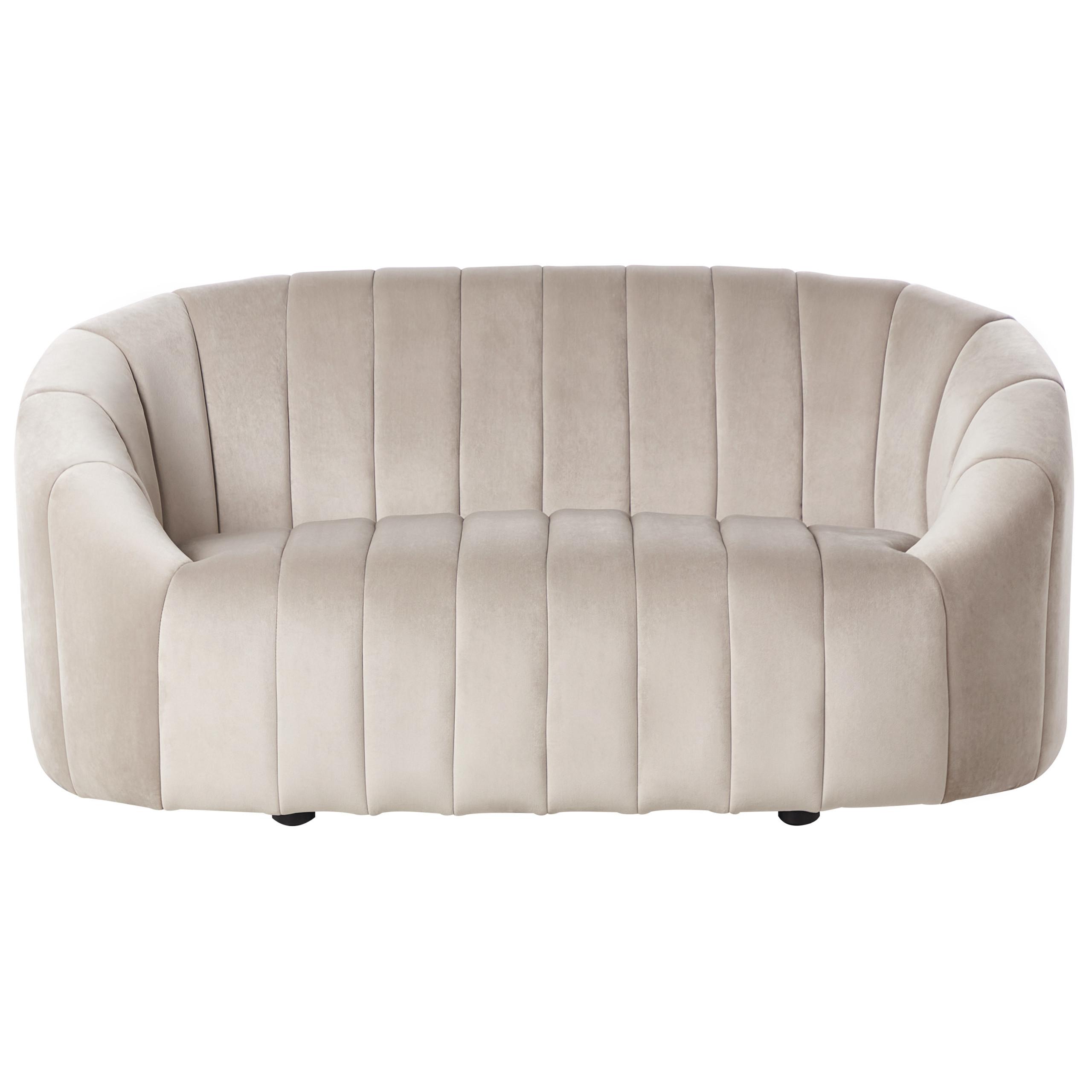 2-SITZER-SOFA Samtstoff Beige Malung - Beige, Textil (141/68/77cm) - Beliani