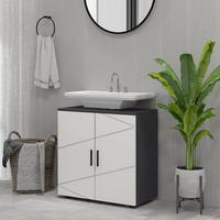 WASCHBECKENUNTERSCHRANK Unterschrank mit Schrankfach Griff, Grau 60 x 30 x 60 cm - Grau, Holzwerkstoff (30/60/60cm) - Kleankin